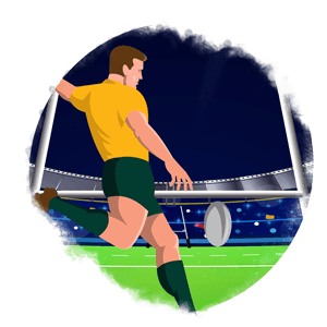 rugby player kicking a ball