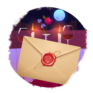 Letter envelope with red wax seal on it