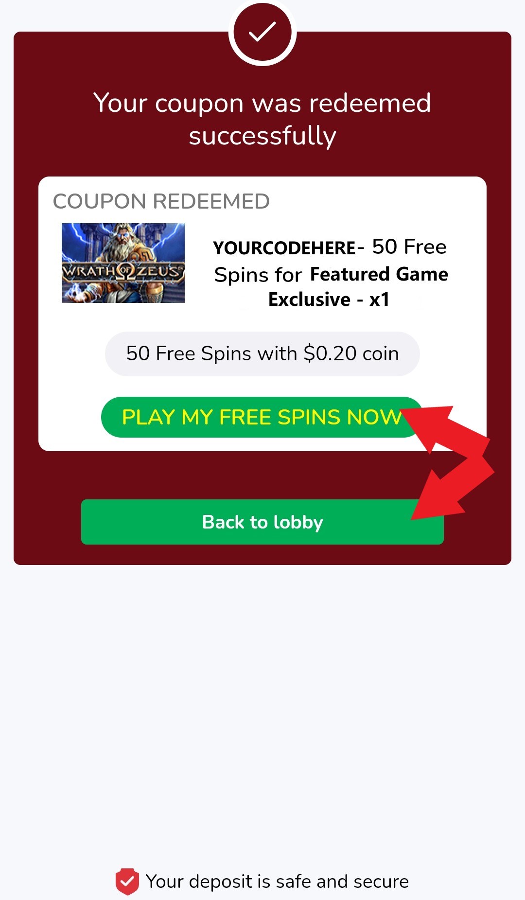 coupon redeemed