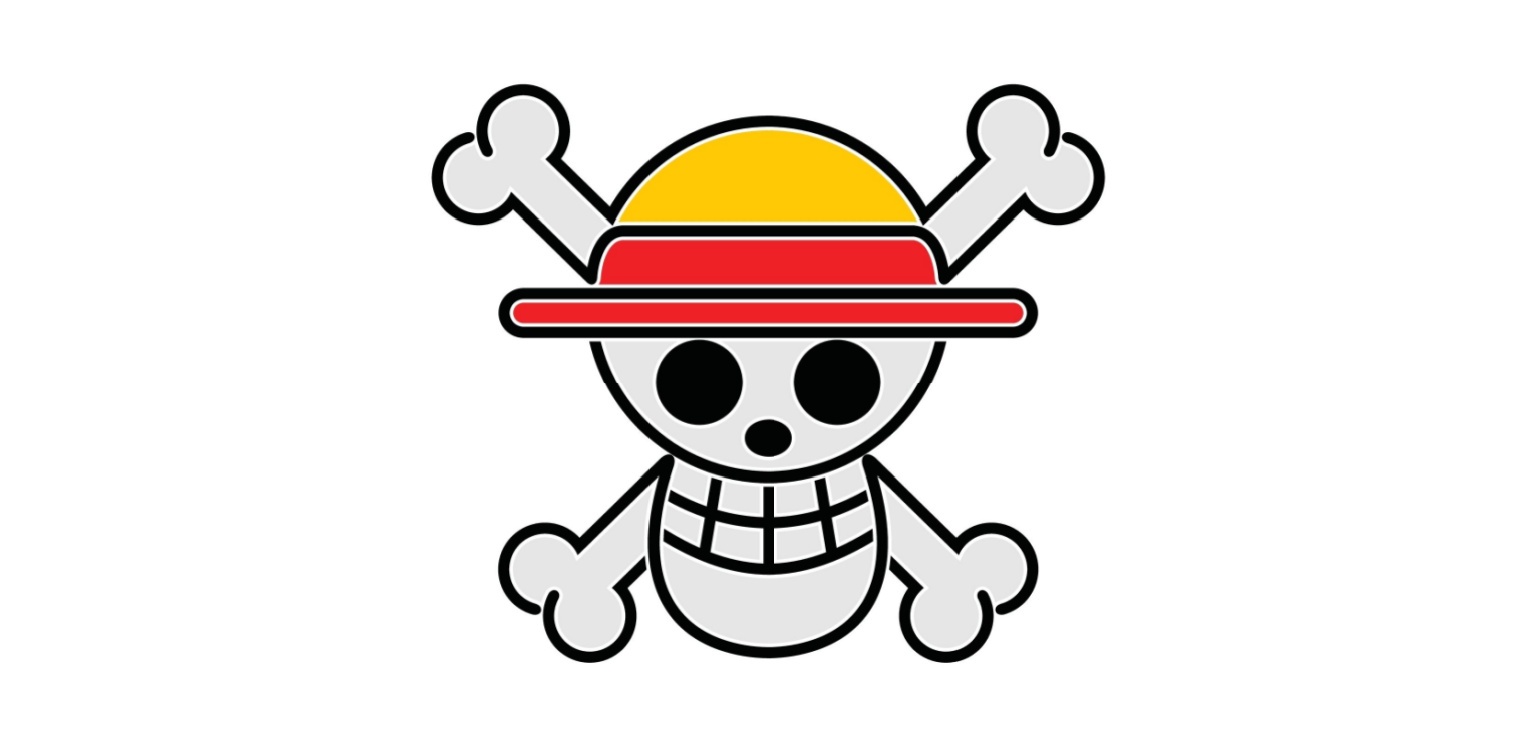 The logo of the Straw Hat Pirates in One Piece anime isolated on white