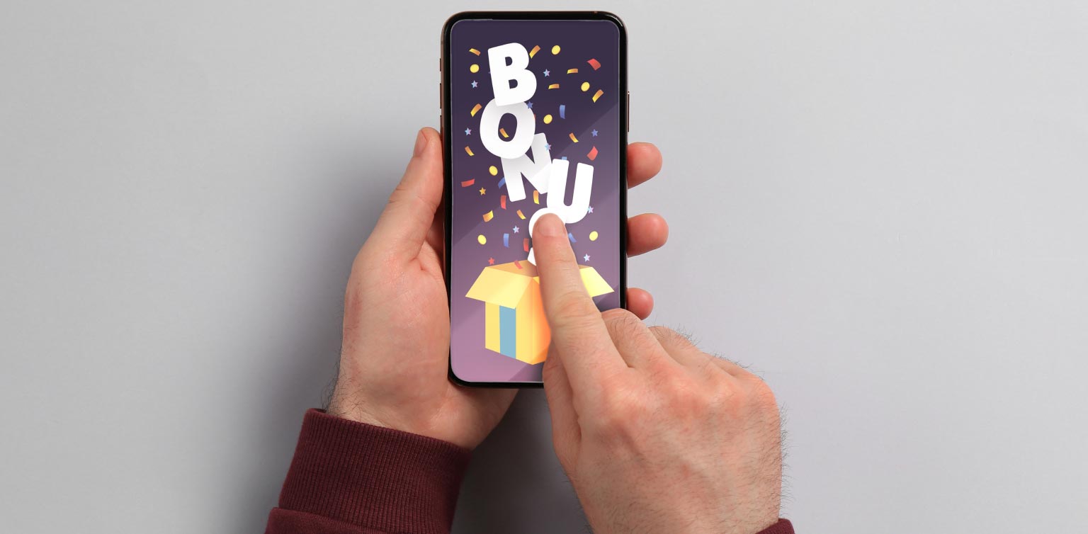 person swiping on “bonus” on mobile